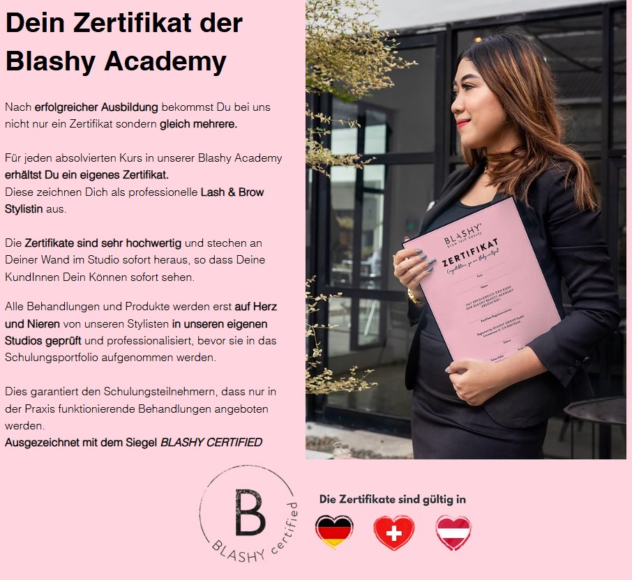 Zertifikat - Blashy Lash Lifting Academy